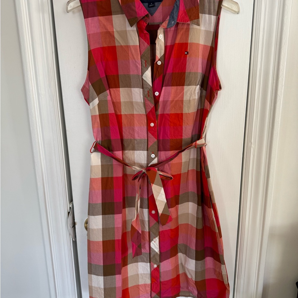 Tommy Hilfiger Women's Plaid Sleeveless Dress - Red and Brown